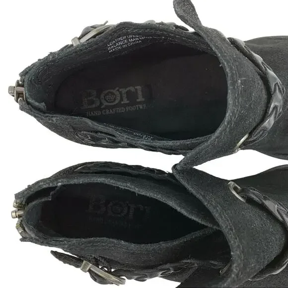 Born Nolina Leather Suede Ankle Boots Black Women’s Size 6M - Picture 3 of 10